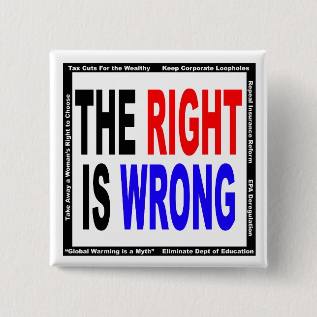 The Right Is Wrong 15 Cm Square Badge (Front)
