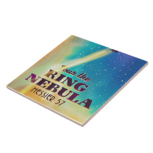 The Ring Nebula (Messier 57) Space travel poster. Ceramic Tile