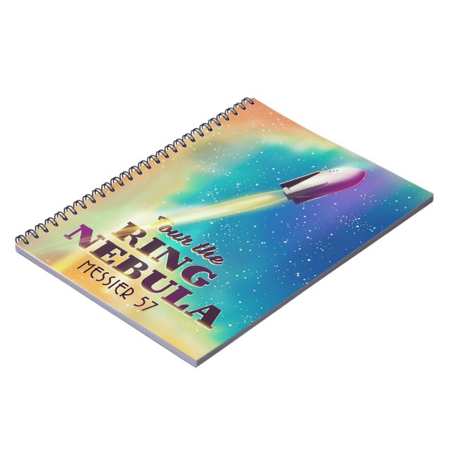 The Ring Nebula (Messier 57) Space travel poster. Notebook (Left Side)