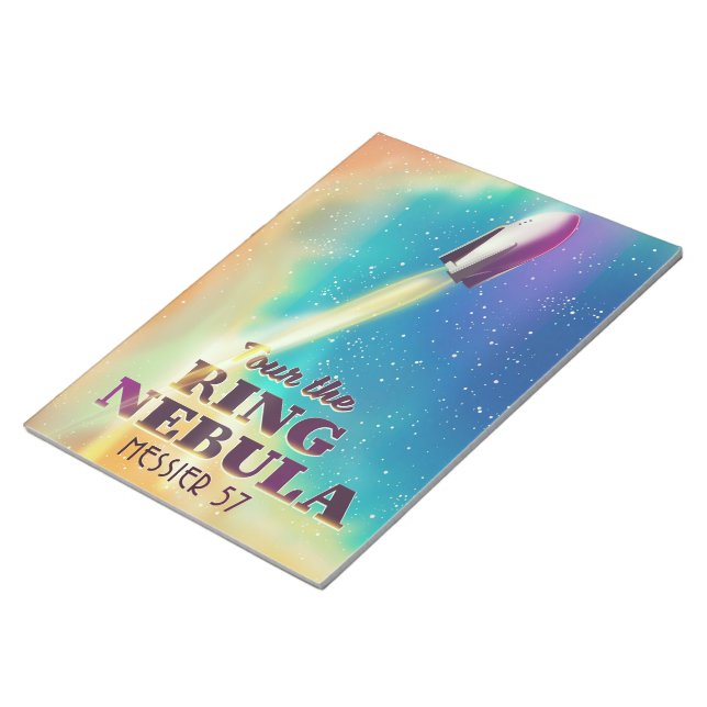 The Ring Nebula (Messier 57) Space travel poster. Notepad (Angled)