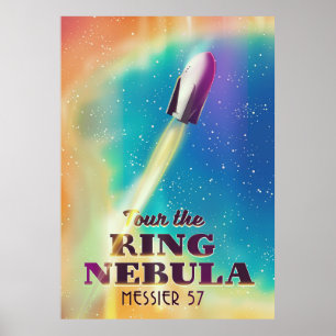 The Ring Nebula (Messier 57) Space travel poster. Poster