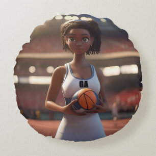 The Rise of the Brown-Skinned Netball Girl Round Cushion