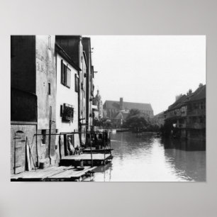 The River Gera at Erfurt, Thiringia, c.1910 Poster