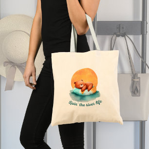 The River Life Bear   Cute Digital Art  Tote Bag
