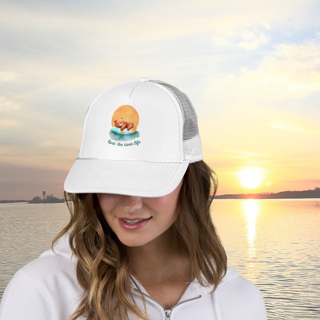 The River Life Bear | Cute Digital Art Trucker Hat (Check out the entire River Life Summer Vibes Collection)