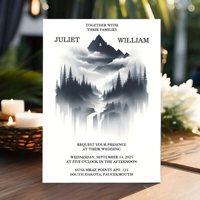 The River Rain Cloud Nature Smoky Mountain Wedding Invitation (Creator Uploaded)