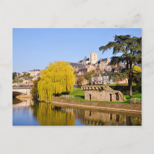 The river Sarthe at Le Mans in France Postcard