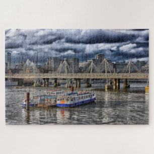 The River Thames London under a Cloudy Sky Jigsaw Puzzle