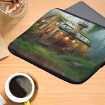 The River Workshop | Steampunk  Laptop Sleeve<br><div class="desc">A Steampunk style workshop on a mossy river bank - a digital art laptop sleeve created with AI software</div>