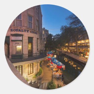 The Riverwalk At Dusk In Downtown San Antonio 2 Classic Round Sticker