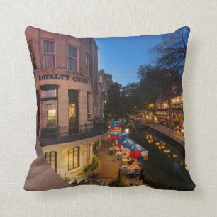 The Riverwalk At Dusk In Downtown San Antonio 2 Cushion