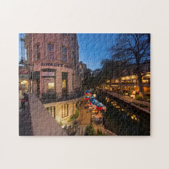 The Riverwalk At Dusk In Downtown San Antonio 2 Jigsaw Puzzle (Horizontal)