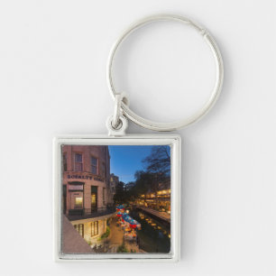 The Riverwalk At Dusk In Downtown San Antonio 2 Key Ring