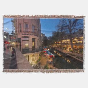 The Riverwalk At Dusk In Downtown San Antonio 2 Throw Blanket