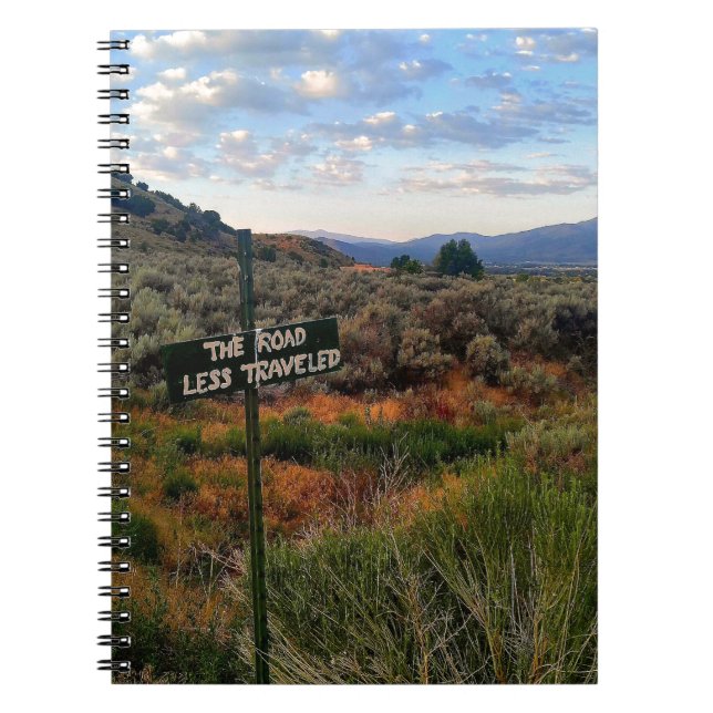'The Road Less Travelled' Sign Mountain Notebook (Front)