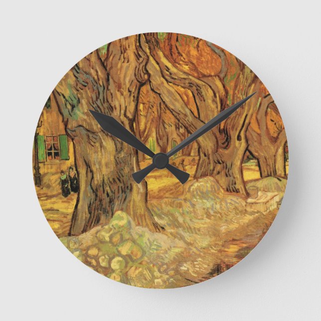 The Road Menders by Vincent van Gogh Round Clock (Front)