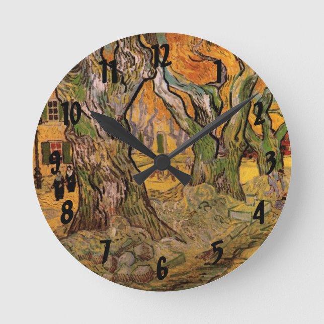 The Road Menders by Vincent van Gogh Round Clock (Front)