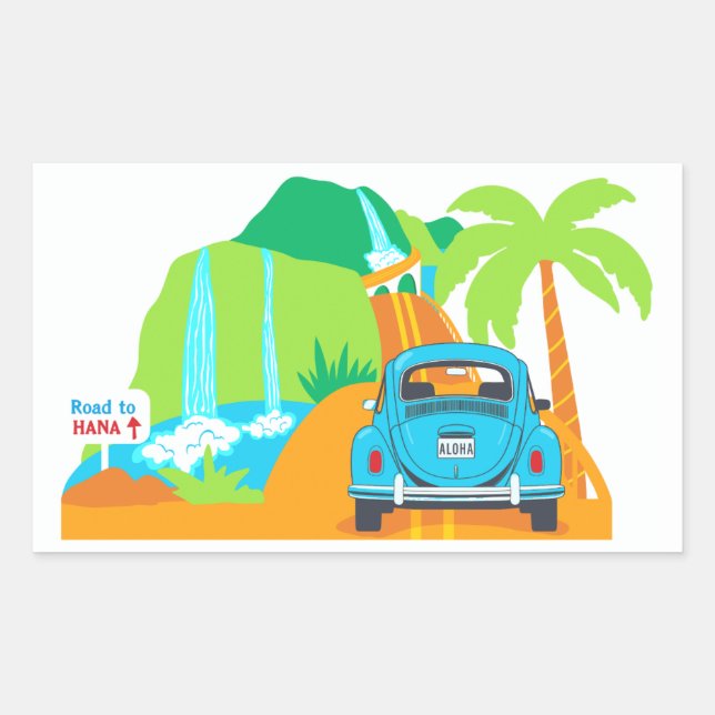 The Road to Hana Hawaiian Vacation Rectangular Sticker (Front)