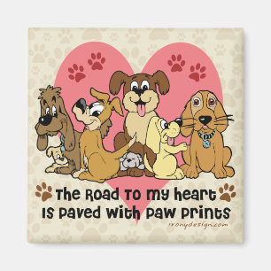 The Road To My Heart Dog Paw Prints Magnet