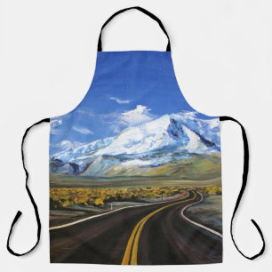 the road to the mountains oil paintingasphalt,autu apron