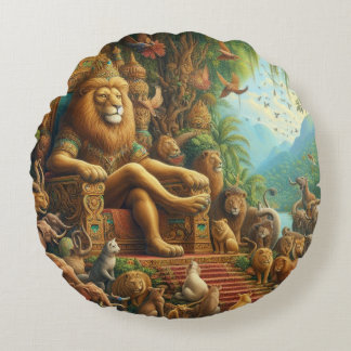  🦁The Roaring Majesty of Abstract Expressionism:  Round Cushion