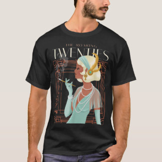 The Roaring Twenties  1920s Smoking Flapper Girl   T-Shirt