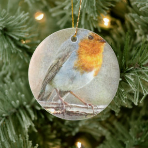 The Robin Is A Gabriel Watercolor Ceramic Ornament