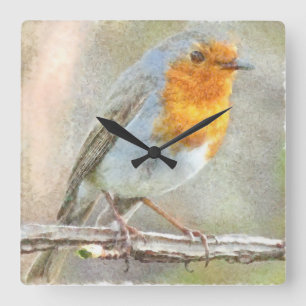 The Robin Is A Gabriel Watercolor Square Wall Clock