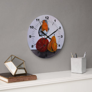 The Robin's Fleeting Visit Painting by Alfred Fox Large Clock