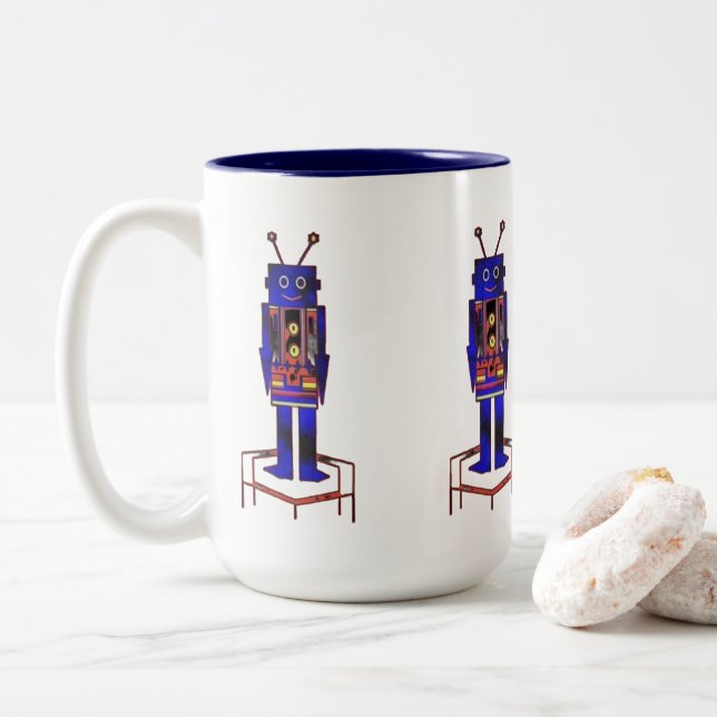 "The Robot" (15 oz.) Two-Tone Mug (With Donut)