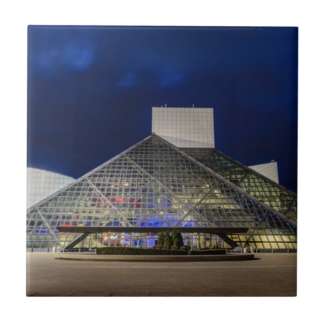 The Rock and Roll Hall of Fame at Dusk Ceramic Tile (Front)
