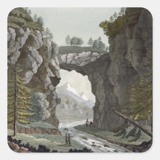 The Rock Bridge, Virginia, from 'Le Costume Ancien Square Sticker (Front)