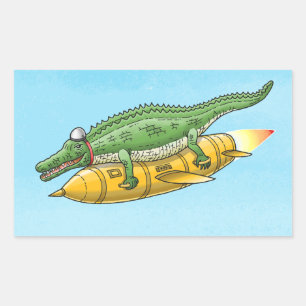 The Rocket Crocodile Rectangular Sticker