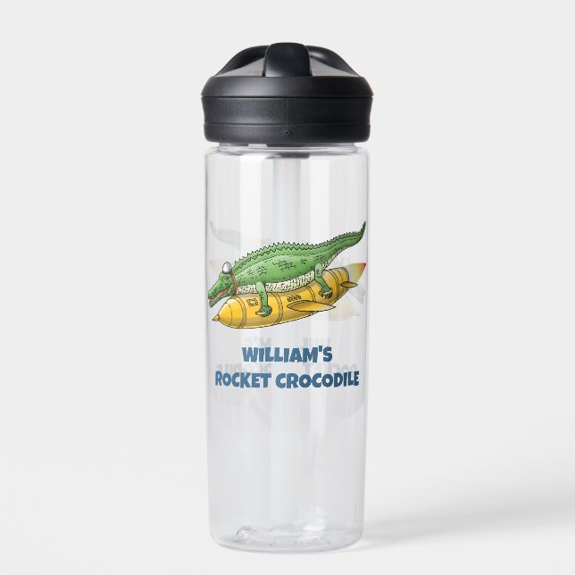 The Rocket Crocodile Water Bottle (Front)