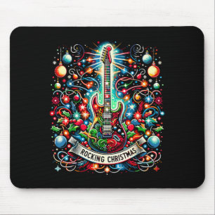 The Rocking Christmas Christmas Rock Guitar Santa  Mouse Pad