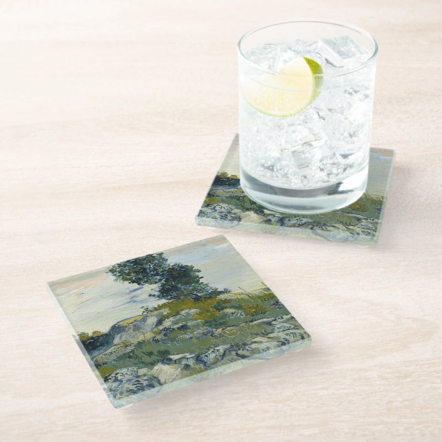 The Rocks Vincent van Gogh Glass Coaster (Angled)