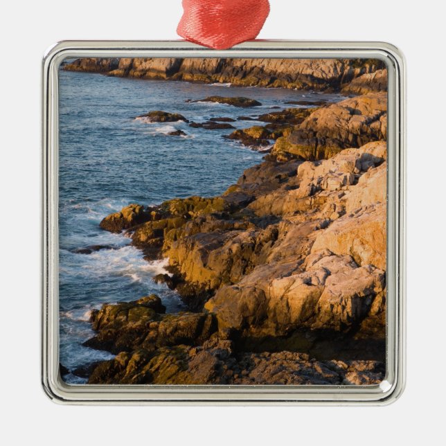 The rocky coast of Isle au Haut in Maine's Metal Ornament (Front)