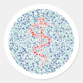 The Rod of Asclepius Ishihara Test Classic Round Sticker