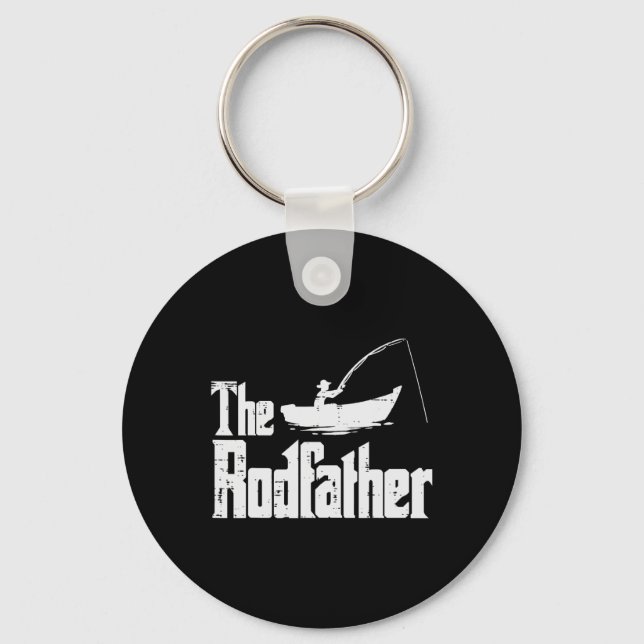 The Rodfather Fun Fishing Fathers Day Movie Pun Da Key Ring (Front)