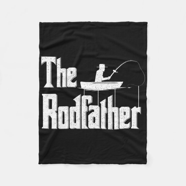 The Rodfather Funny Fishing Dad Gift  Fleece Blanket (Front)