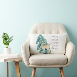 The Roe Deer Dances Through The Snow Lumbar Cushion