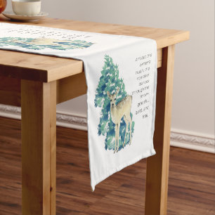 The Roe Deer Dances Through The Snow Short Table Runner