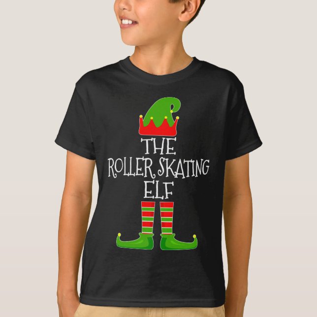 The Roller Skating Elf Cute Group Matching Family  T-Shirt (Front)