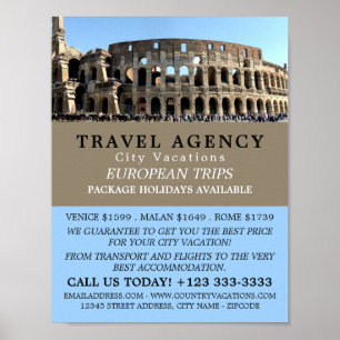 The Roman Colosseum, Rome, Travel Agency Advert Poster