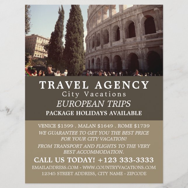The Roman Colosseum, Travel Agency Advert Flyer (Front)