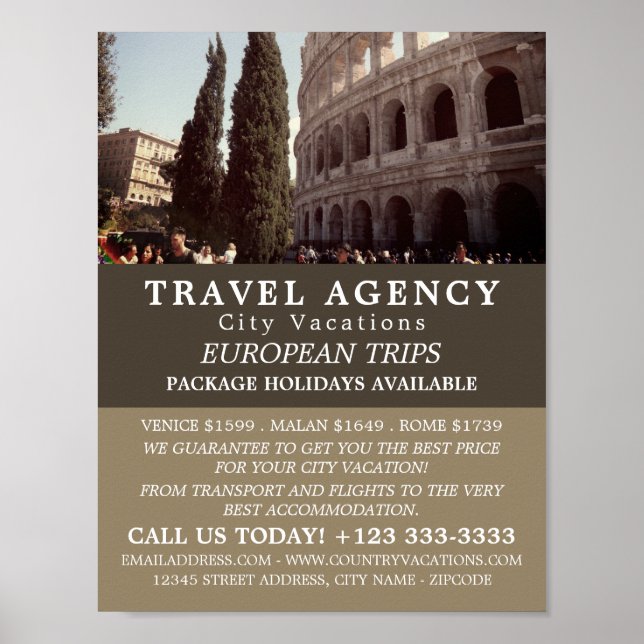 The Roman Colosseum, Travel Agency Advertising Poster (Front)