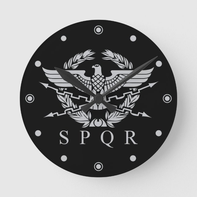 The Roman Empire Emblem - SPQR Round Clock (Front)