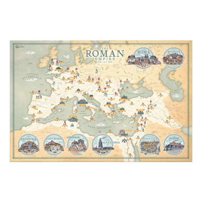 The Roman Empire map 117 AD  Photo Print (Front)