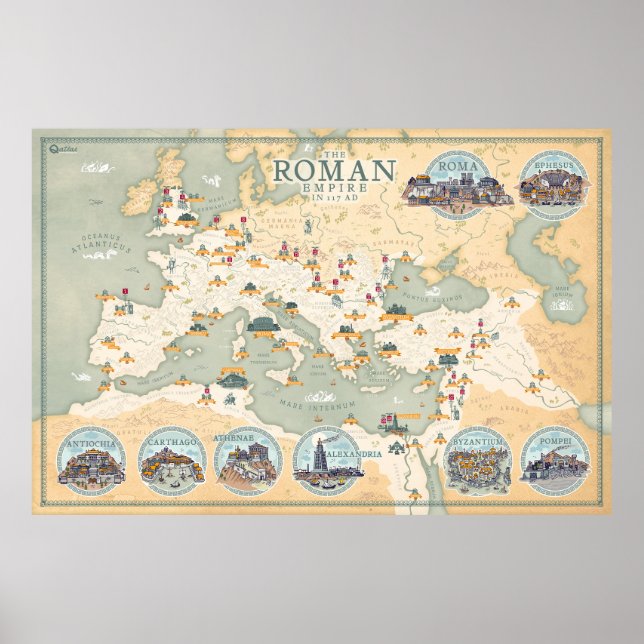The Roman Empire map 117 AD - Print Poster   (Front)