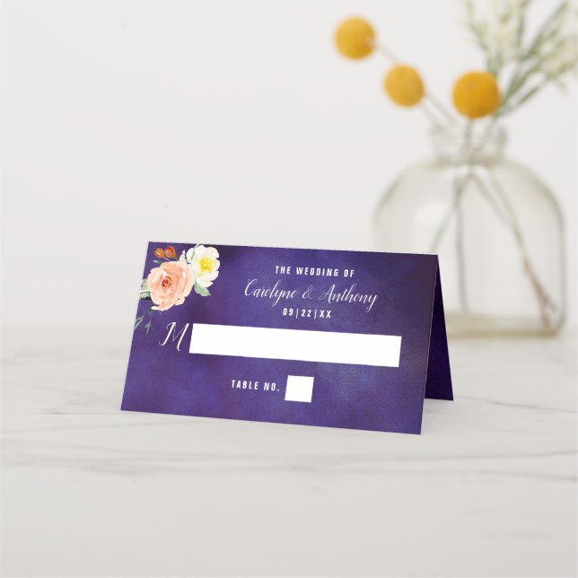 The Romance In Bloom Wedding Collection Place Card (Front)